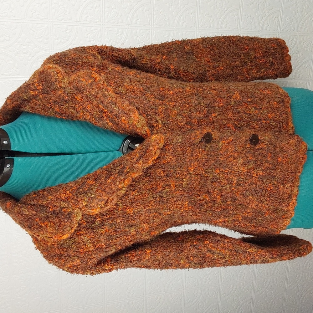 Carole Little- Rich brown & orange knit tailored fall sweater